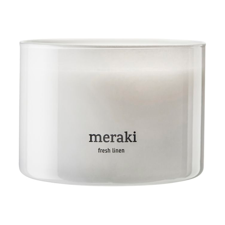 Meraki geurkaars, 60 uur Fresh linen | Scandinavisch Interieur | Geurkaarsen & aroma diffusers | Wit