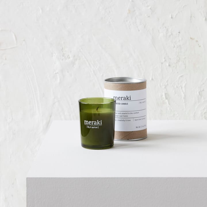 Meraki geurkaars groen glas 12 uur, Fig-apricot Meraki