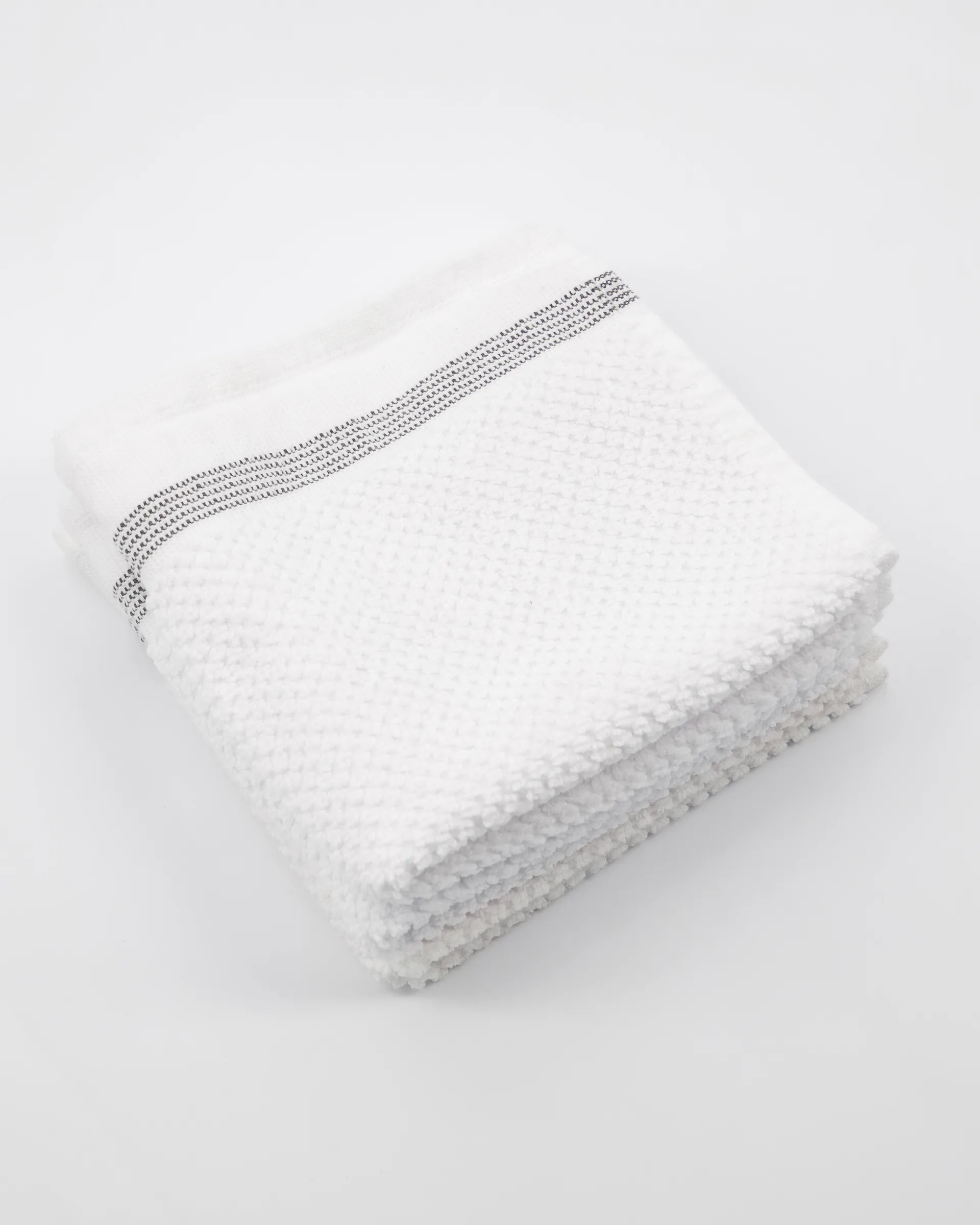 Meraki handdoek wit met grijze strepen 3-pack, 30x30 cm Meraki