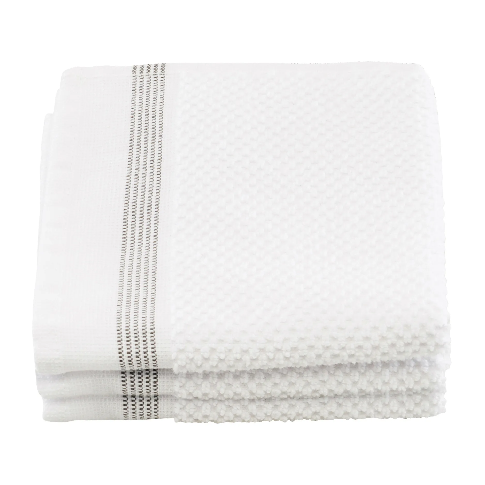 Meraki handdoek wit met grijze strepen 3-pack, 30x30 cm Meraki