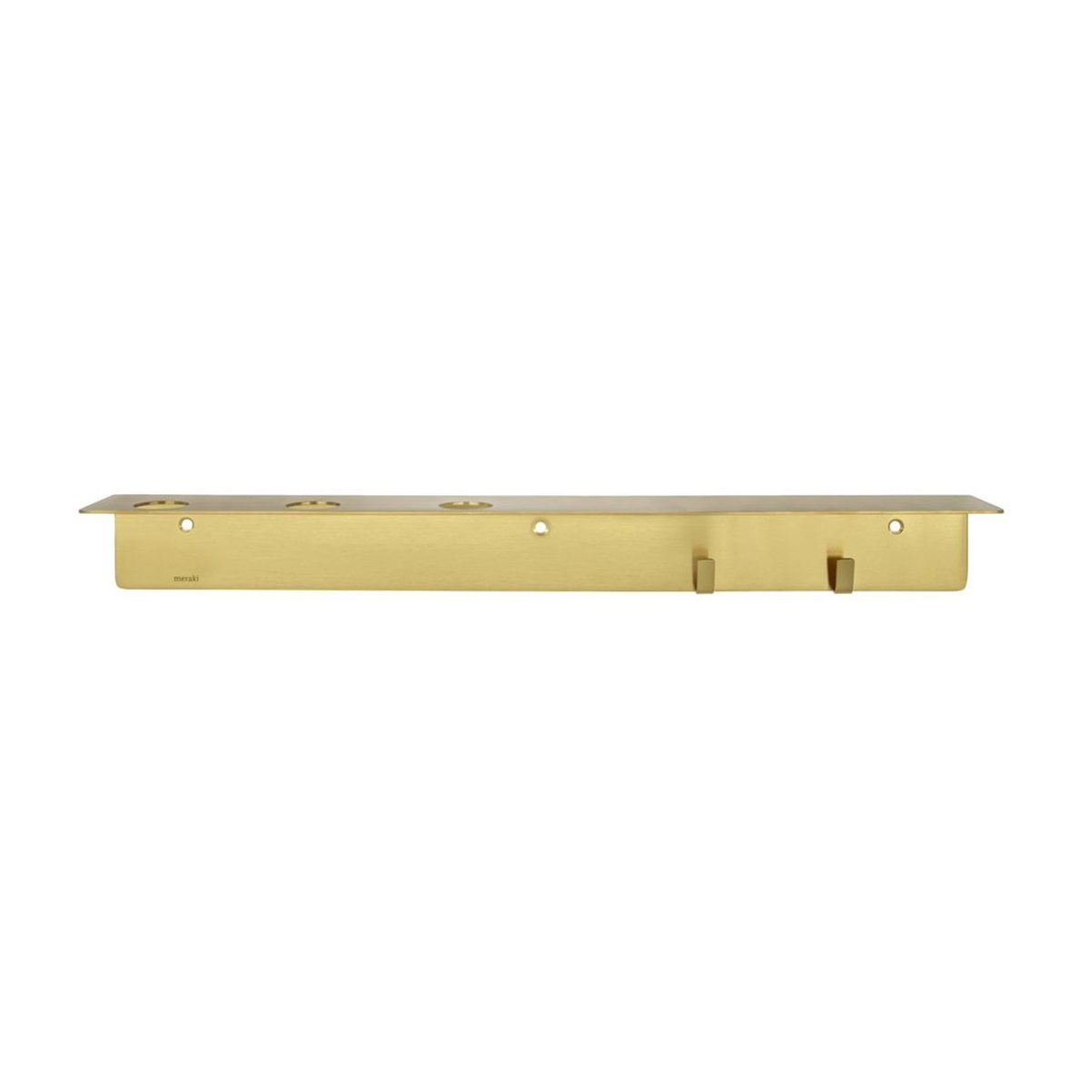 Meraki plank met flessenhanger en haak Geborstelde messing afwerking