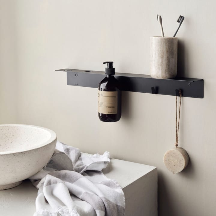 Meraki plank met flessenhanger en haak, Geborstelde zwarte afwerking Meraki