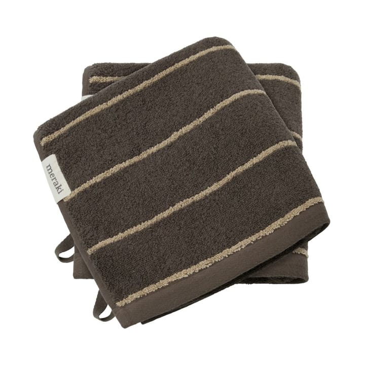 Stripe handdoek 50x100 cm 2-pack - Army - Meraki