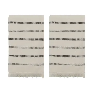 True handdoek 2 delen - Off-White-zwart, 50x100 cm - Meraki