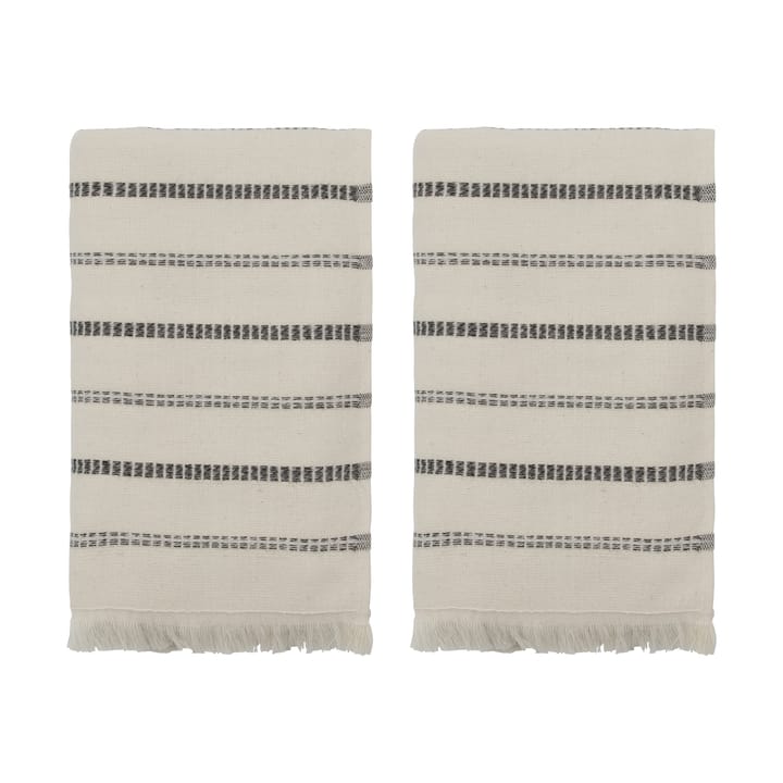 True handdoek 2 delen - Off-White-zwart, 50x100 cm - Meraki