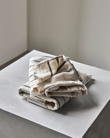 True handdoek 2 delen - Off-White-zwart, 50x100 cm - Meraki