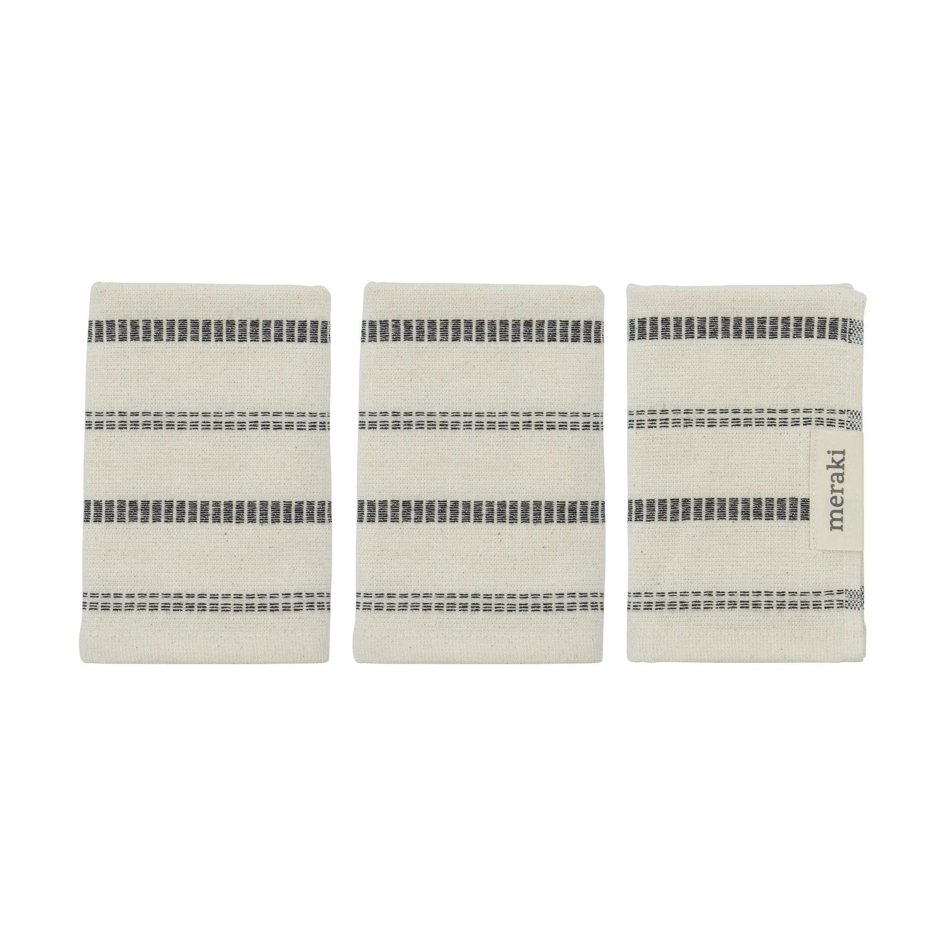 True washandje 3 stuks, Off-White-zwart Meraki