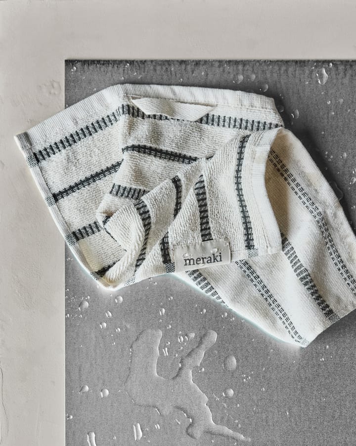 True washandje 3 stuks, Off-White-zwart Meraki