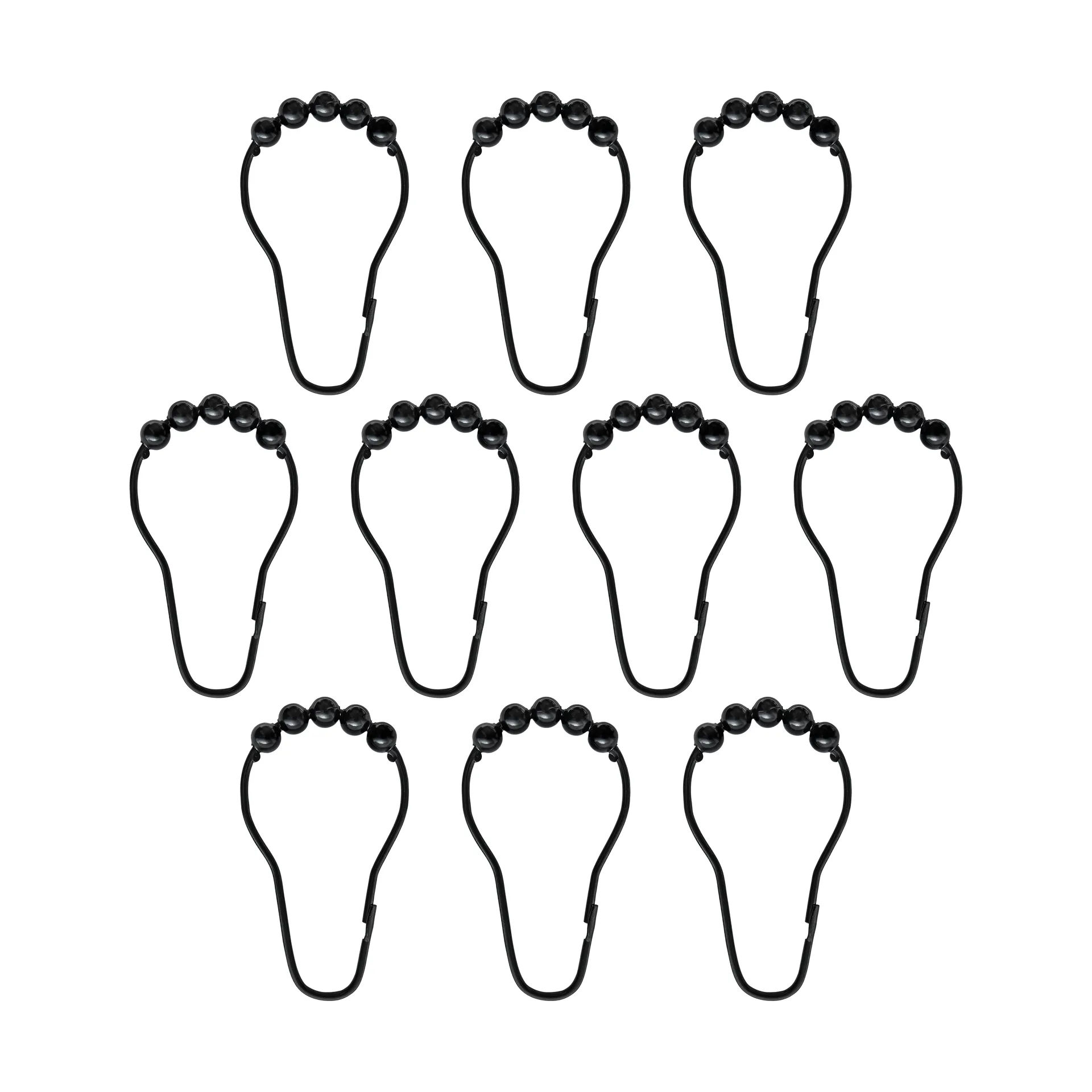 Aqua haken voor douchegordijn 10-pack, Zwart Mette Ditmer