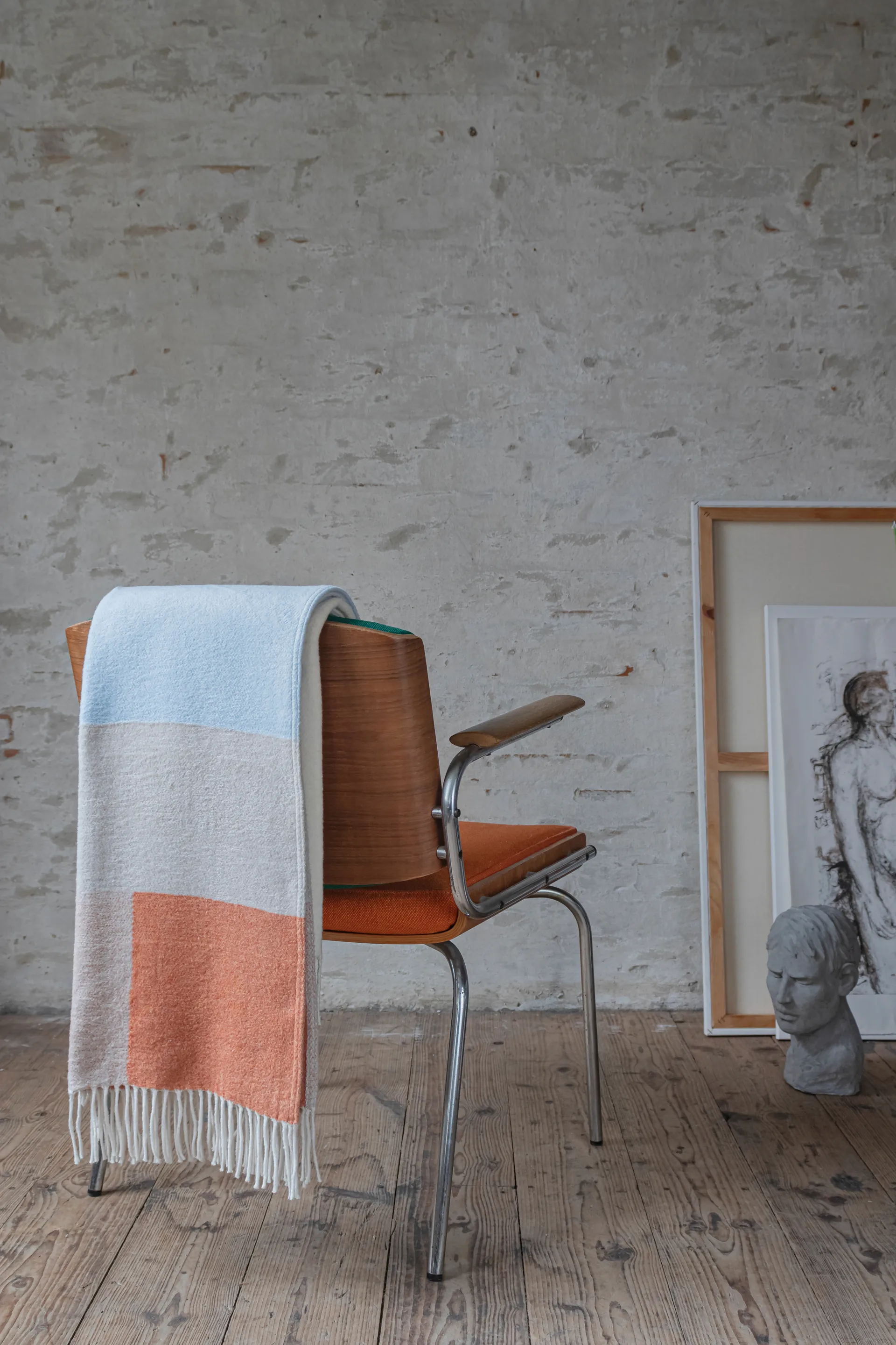 Brick plaid 125x190 cm, Light yellow. Mette Ditmer