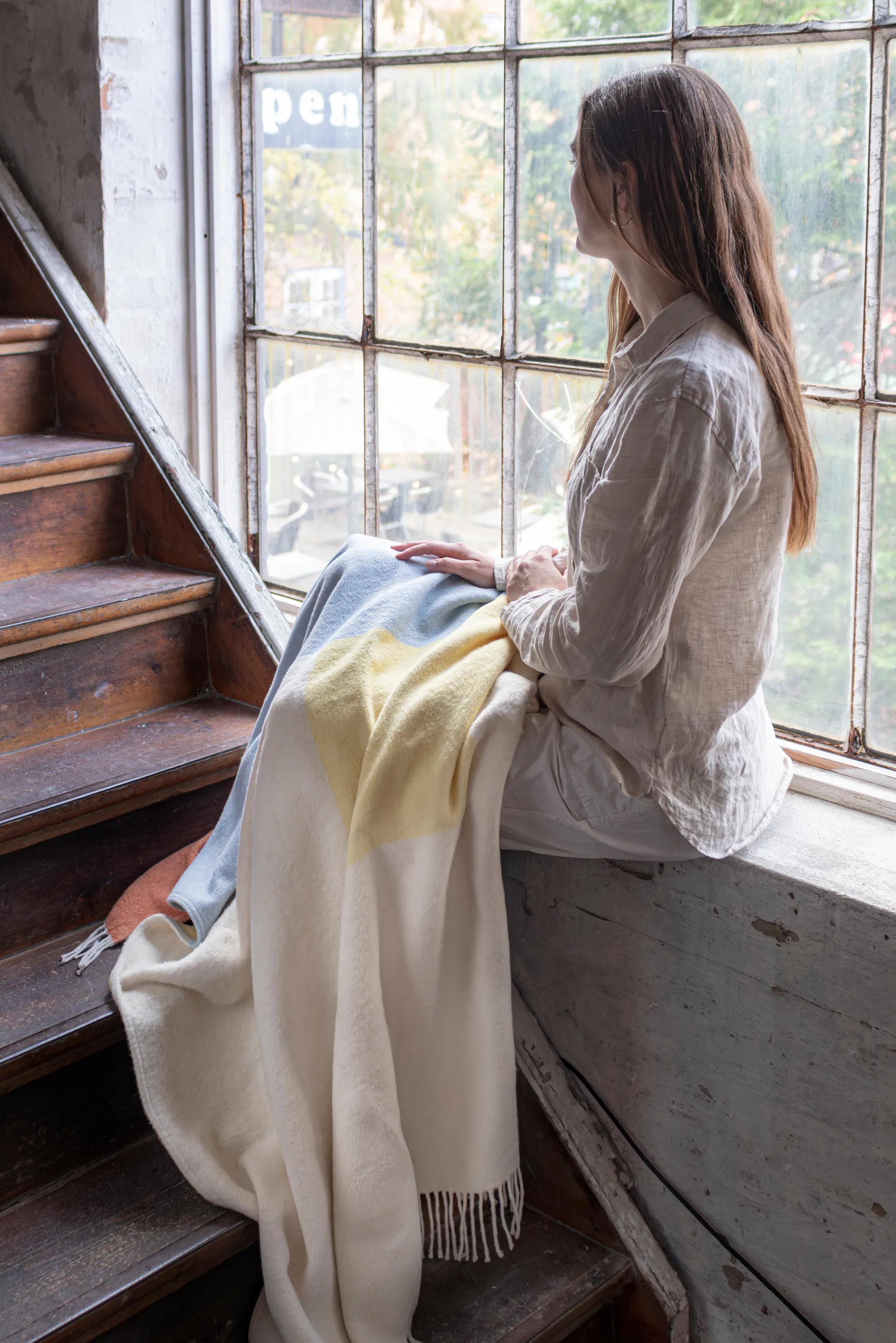 Brick plaid 125x190 cm, Light yellow. Mette Ditmer