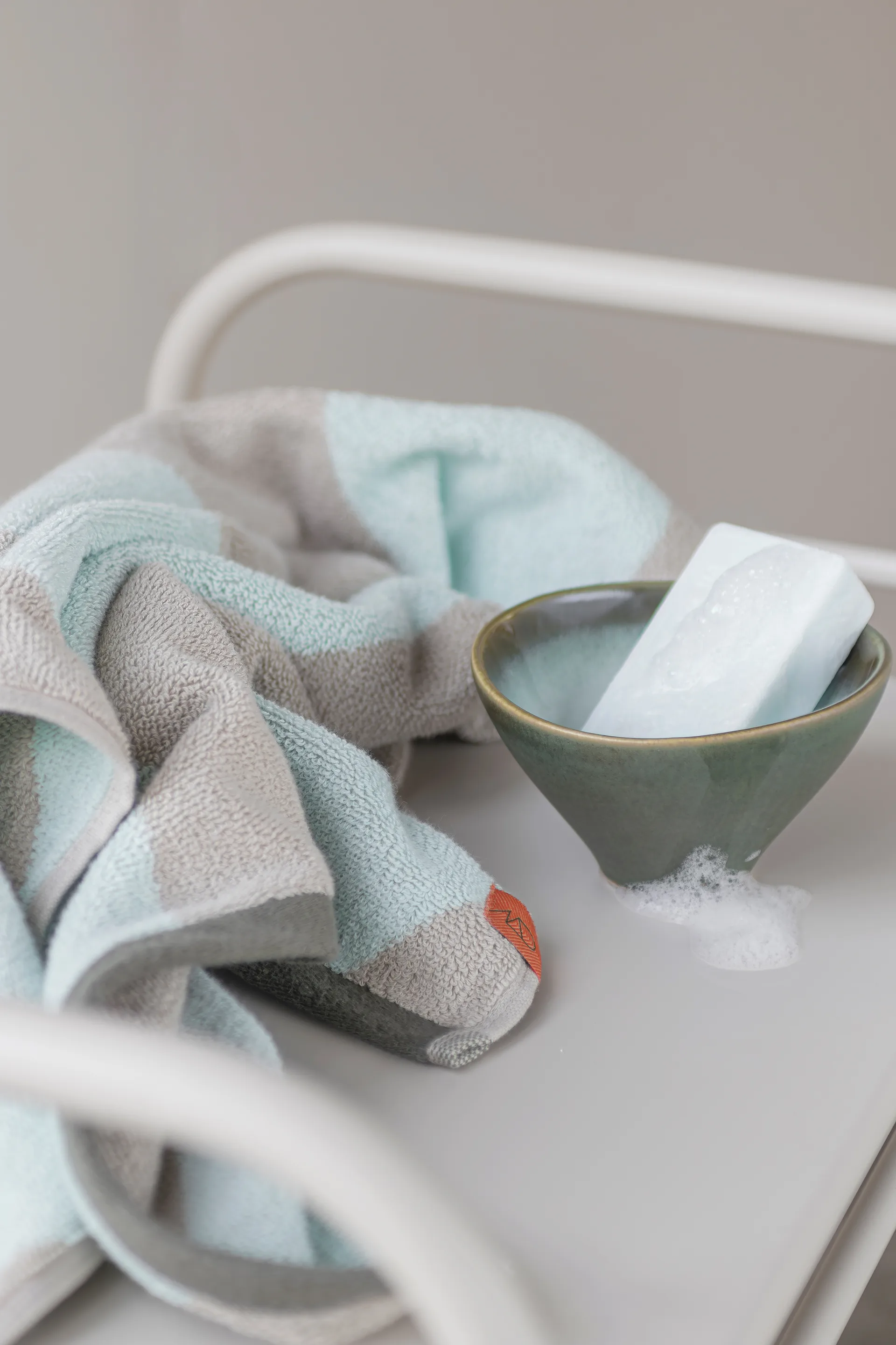 Diagonal gastenhanddoek 40x55 cm 2-pack, Mintgroen Mette Ditmer