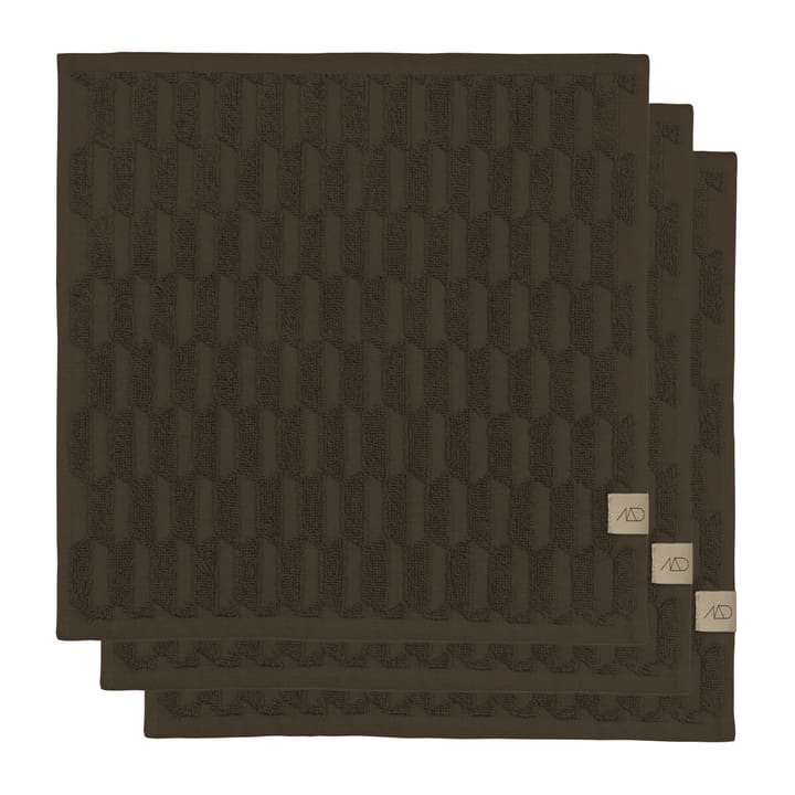 Geo handdoek 30x30 cm 3-pack - Chocolate - Mette Ditmer