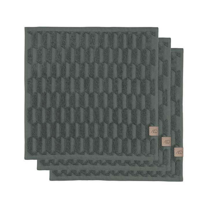 Geo handdoek 30x30 cm 3-pack - Pine green - Mette Ditmer