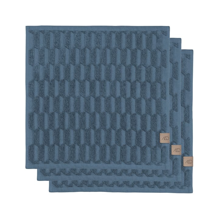 Geo handdoek 30x30 cm 3-pack - Slate blue - Mette Ditmer