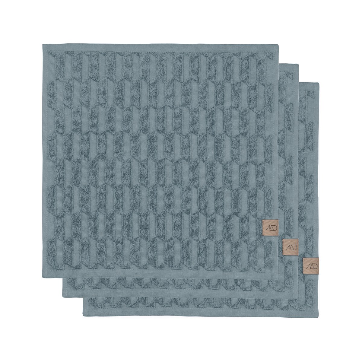 Mette Ditmer Geo handdoek 30x30 cm 3-pack Stone blue