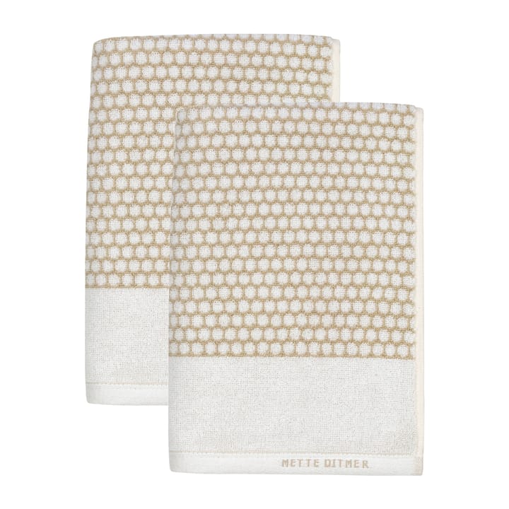 Grid gastenhanddoek 38x60 cm 2-pack - Sand-off white - Mette Ditmer