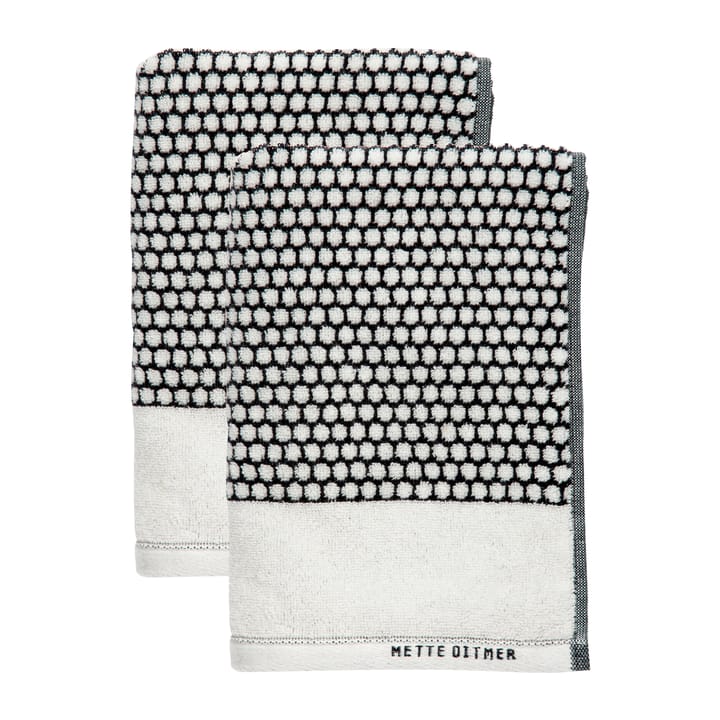 Grid gastenhanddoek 38x60 cm 2-pack - Zwart-offwhite - Mette Ditmer