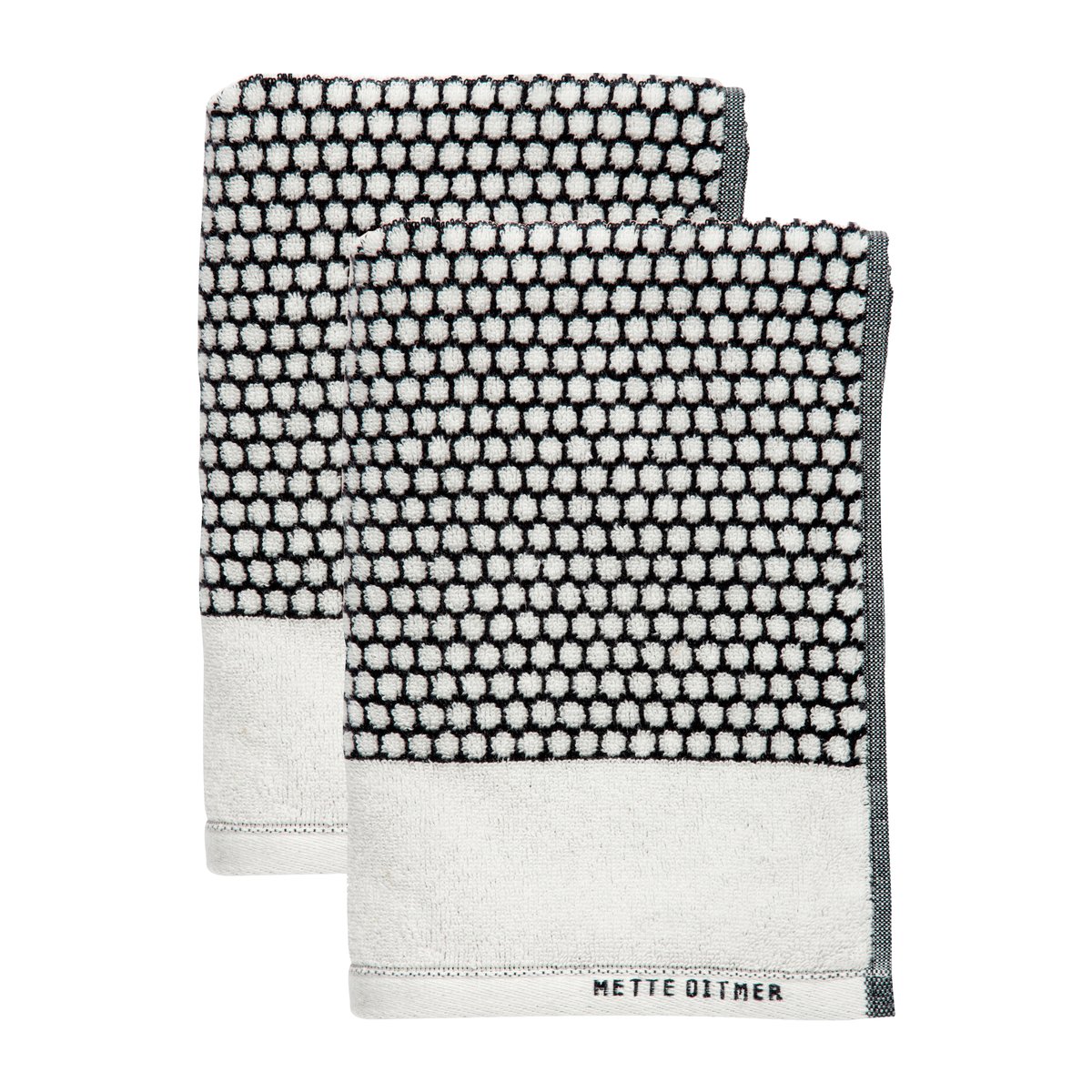 Mette Ditmer Grid gastenhanddoek 38x60 cm 2-pack Zwart-offwhite