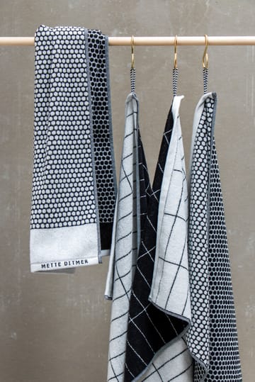 Grid gastenhanddoek 38x60 cm 2-pack - Zwart-offwhite - Mette Ditmer