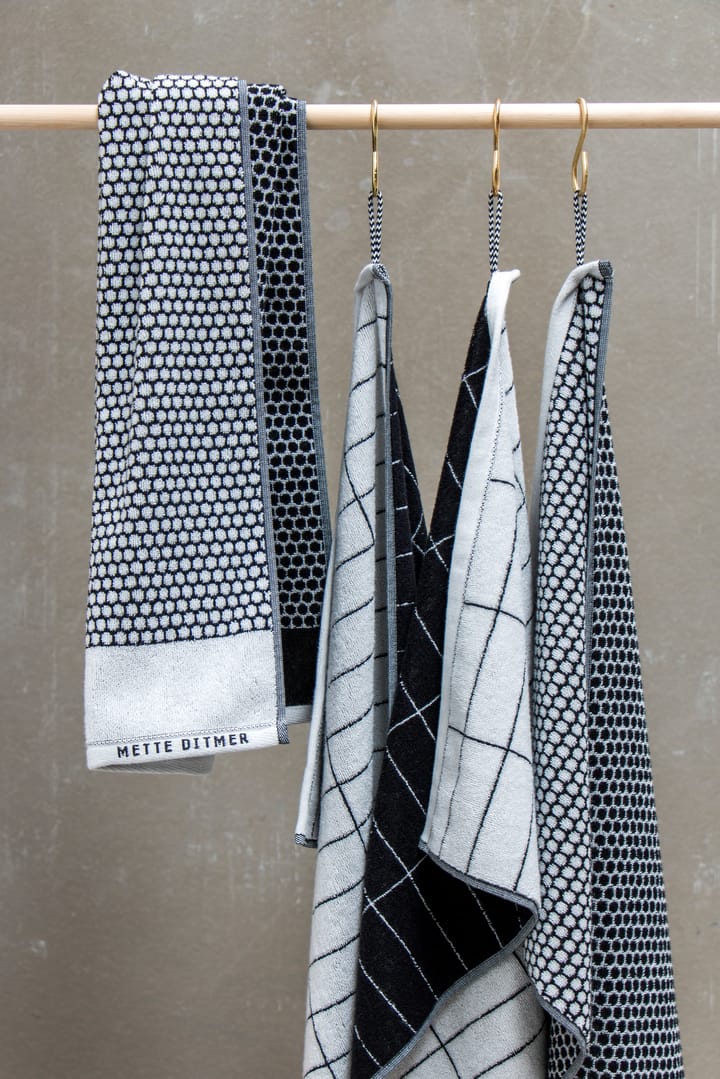 Grid gastenhanddoek 38x60 cm 2-pack, Zwart-offwhite Mette Ditmer