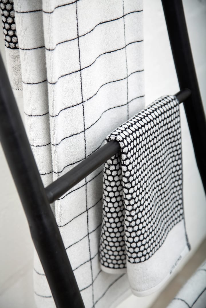 Grid gastenhanddoek 38x60 cm 2-pack, Zwart-offwhite Mette Ditmer