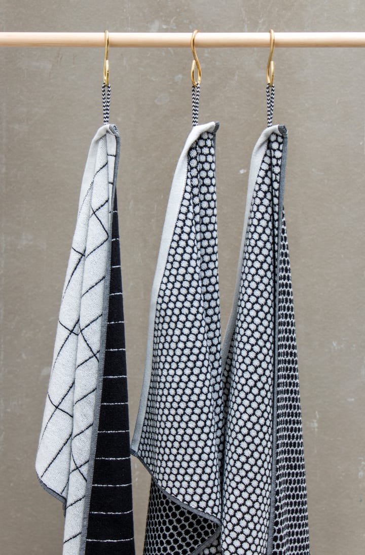 Grid gastenhanddoek 38x60 cm 2-pack, Zwart-offwhite Mette Ditmer