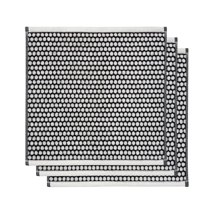 Grid handdoek 31x31 cm 3-pack - Zwart-off white - Mette Ditmer
