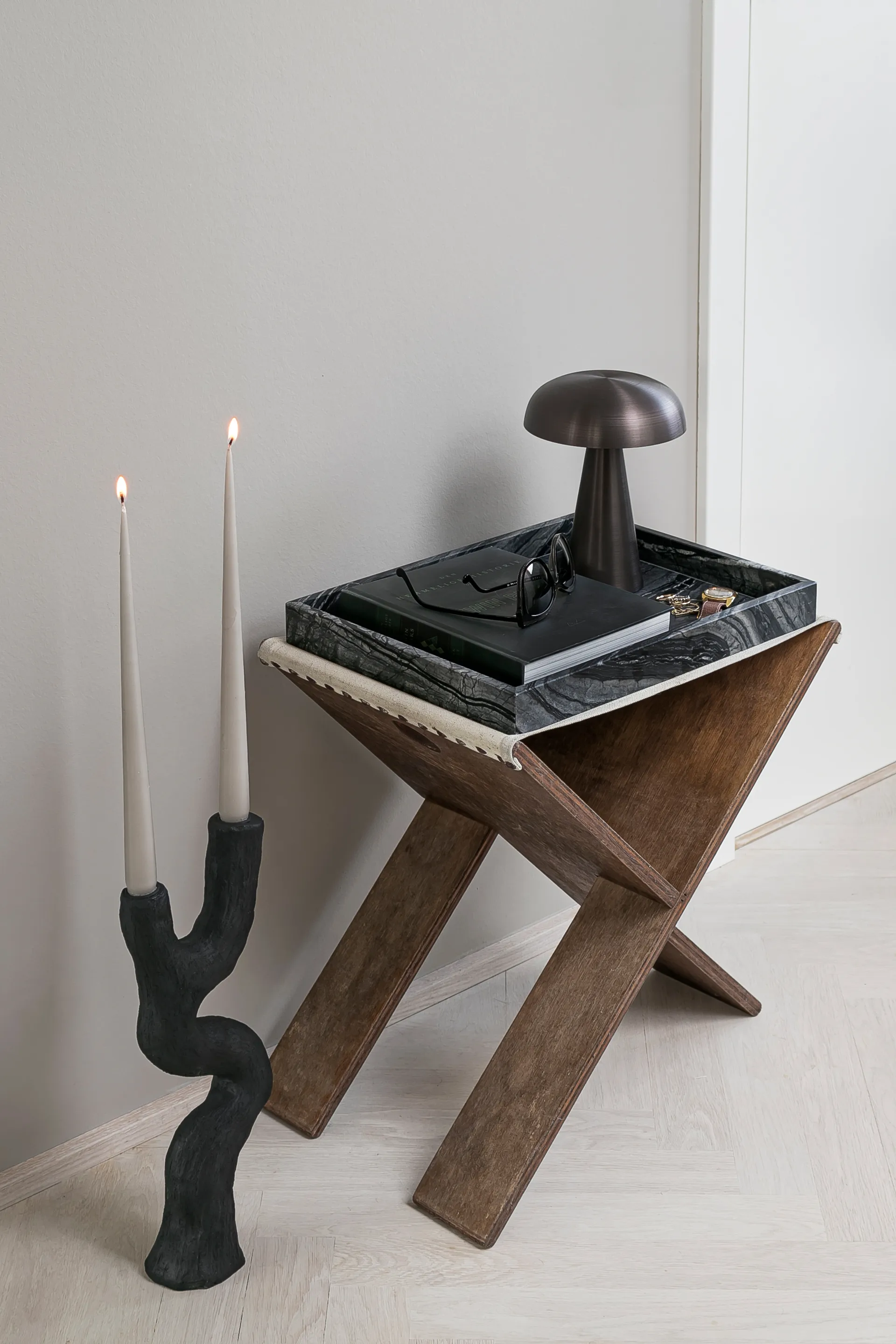 Marble decoratie dienblad large 30x40 cm, Black-grey Mette Ditmer