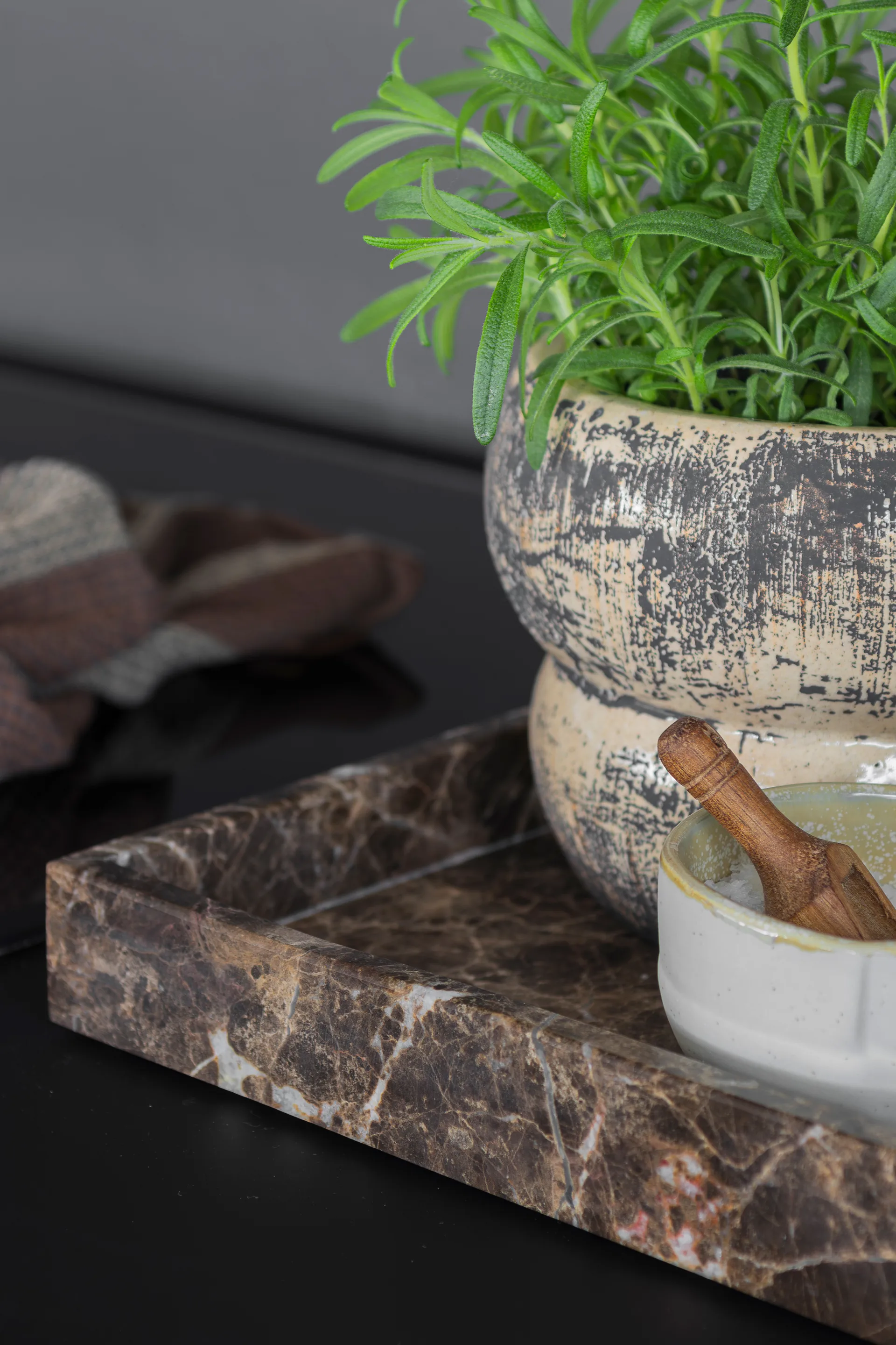 Marble decoratie dienblad large 30x40 cm, Brown Mette Ditmer