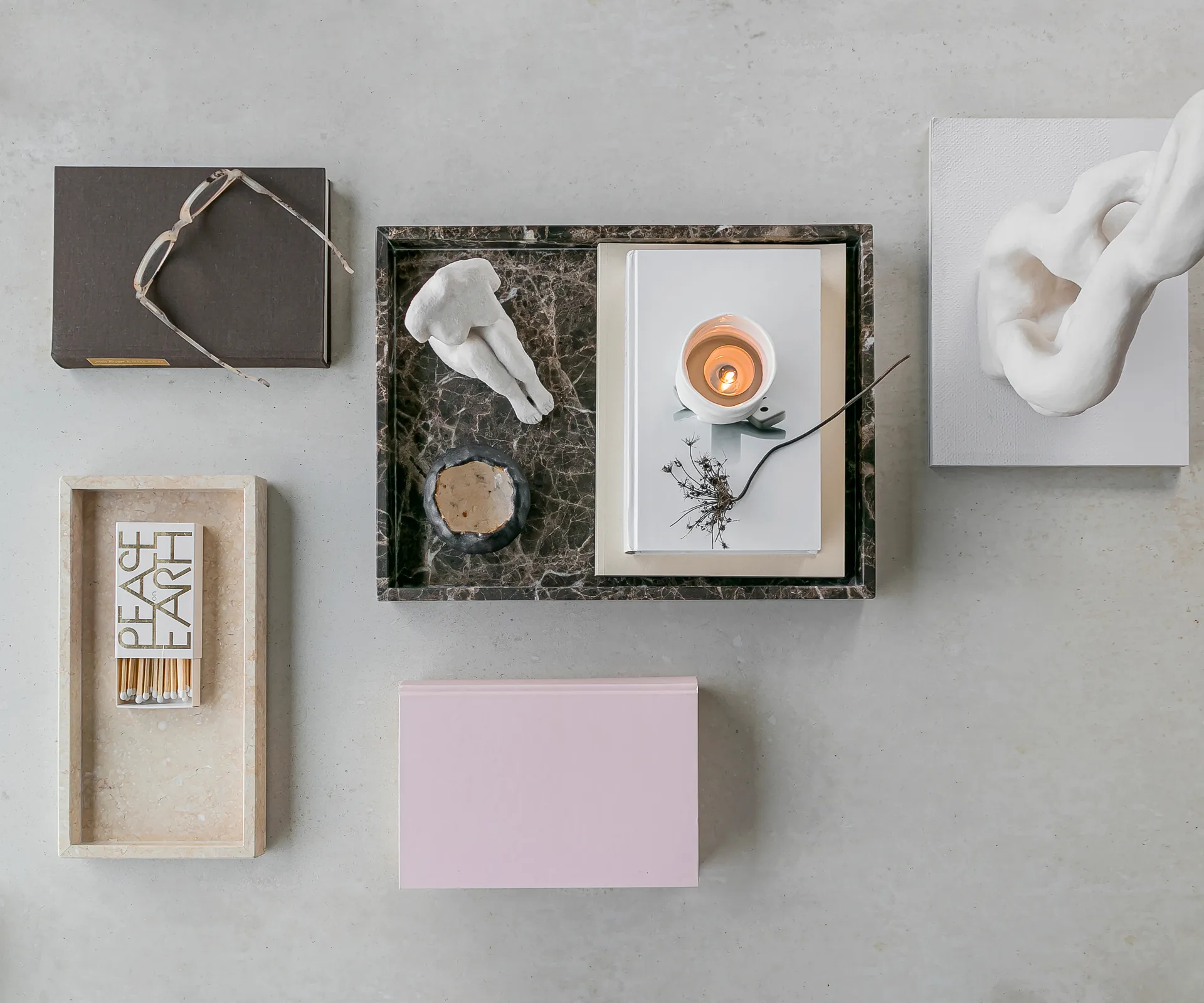 Marble decoratie dienblad large 30x40 cm, Brown Mette Ditmer