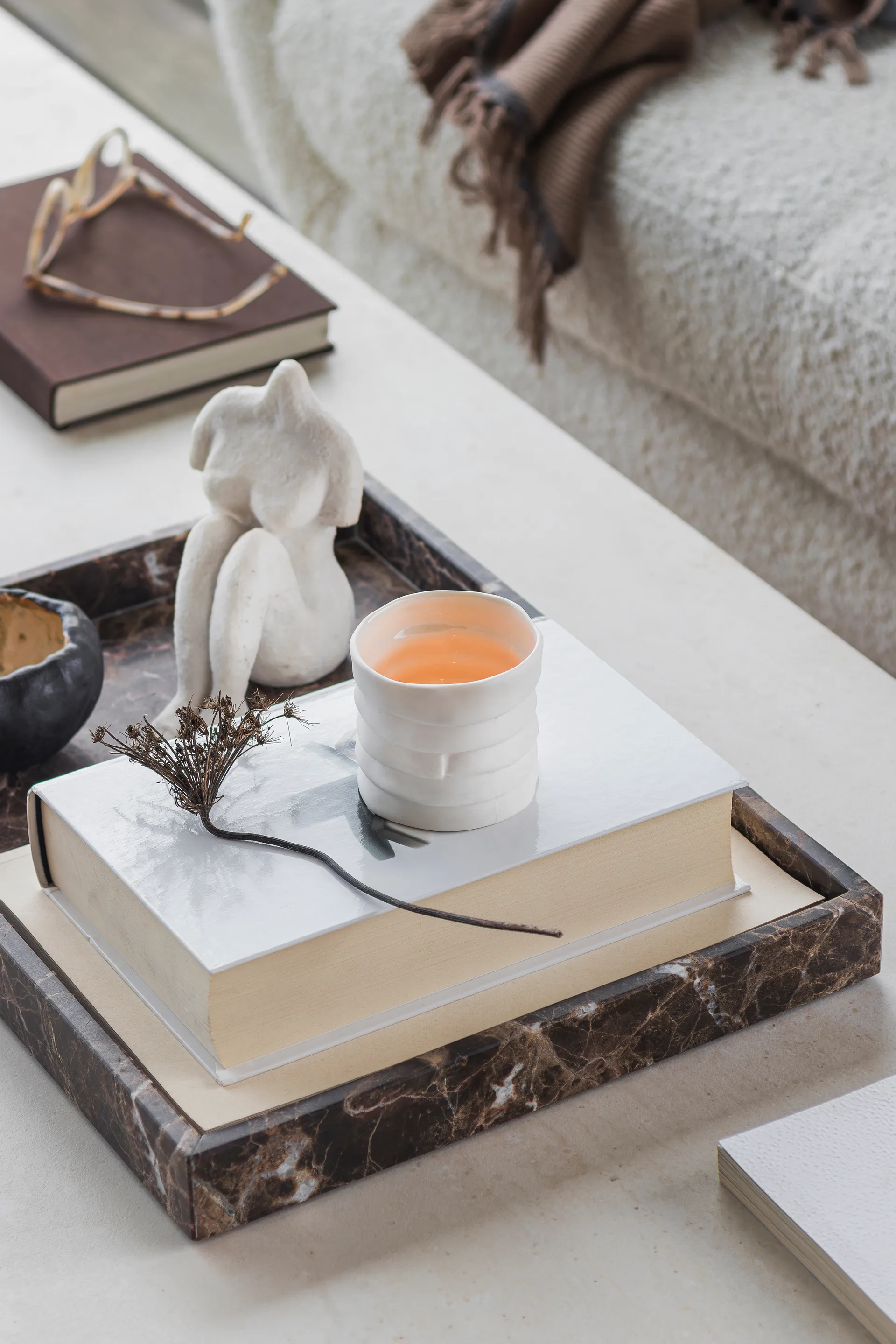 Marble decoratie dienblad large 30x40 cm, Brown Mette Ditmer