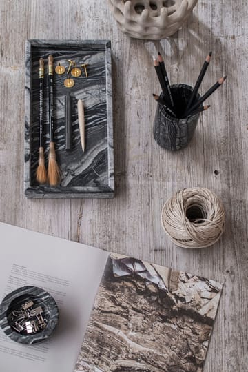 Marble dienblad 16x31 cm - Zwart-grijs - Mette Ditmer