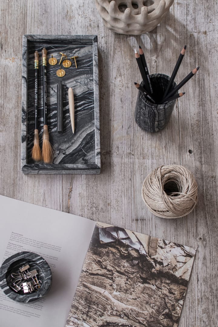 Marble dienblad 16x31 cm, Zwart-grijs Mette Ditmer