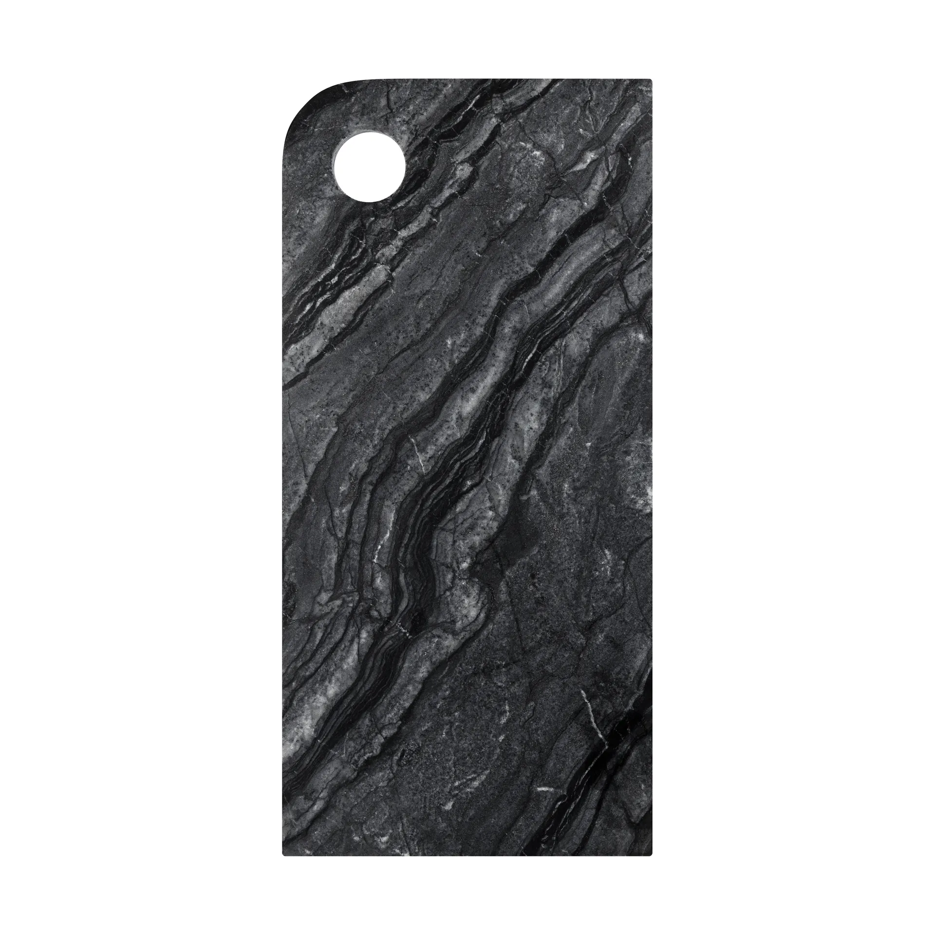 Marble dienblad large 18x38 cm, Black-grey Mette Ditmer