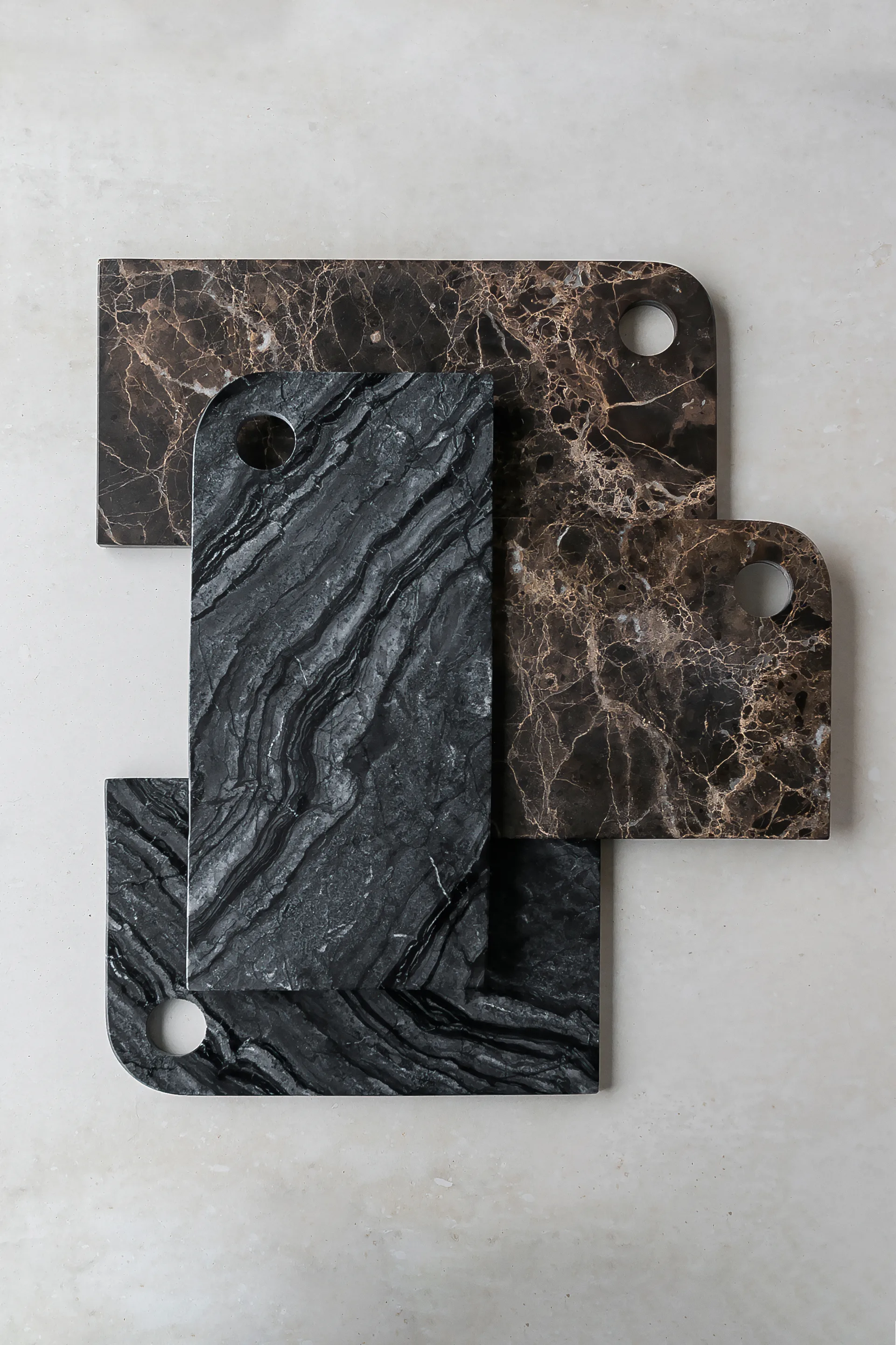 Marble dienblad large 18x38 cm, Black-grey Mette Ditmer