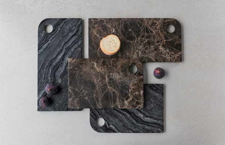 Marble dienblad large 18x38 cm - Black-grey - Mette Ditmer