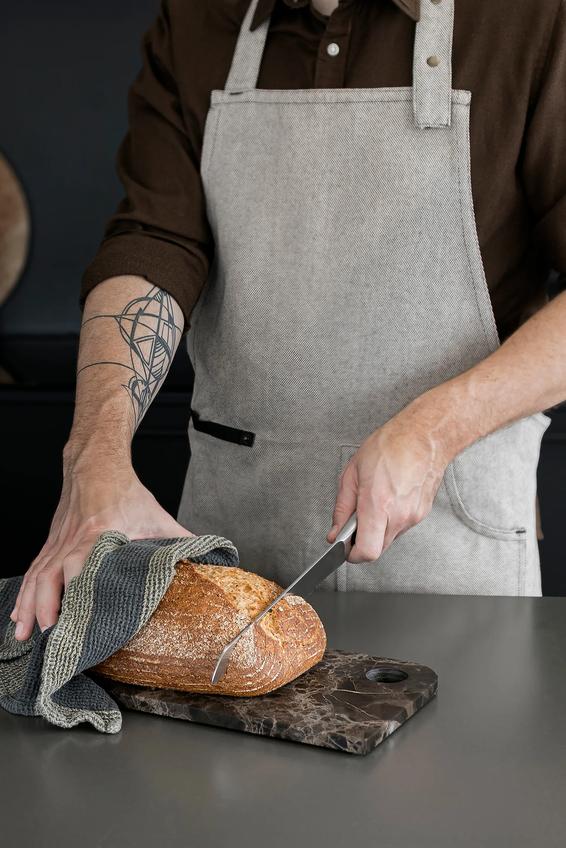 Marble dienblad large 18x38 cm, Brown Mette Ditmer