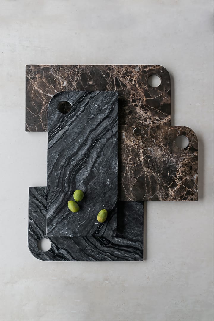 Marble dienblad medium 20x30 cm - Black-grey - Mette Ditmer