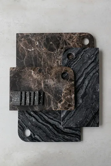 Marble serveerblad medium 20x30 cm - Black-grey - Mette Ditmer