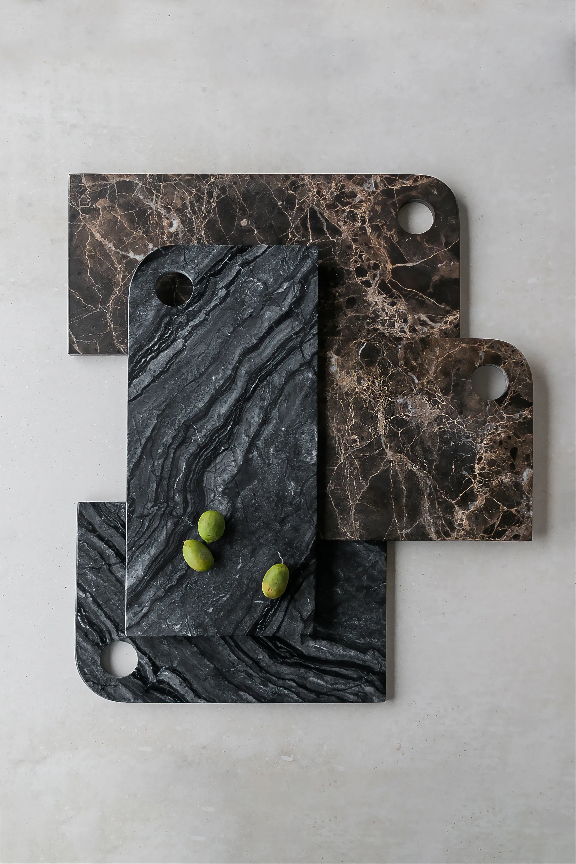 Marble serveerblad medium 20x30 cm, Black-grey Mette Ditmer