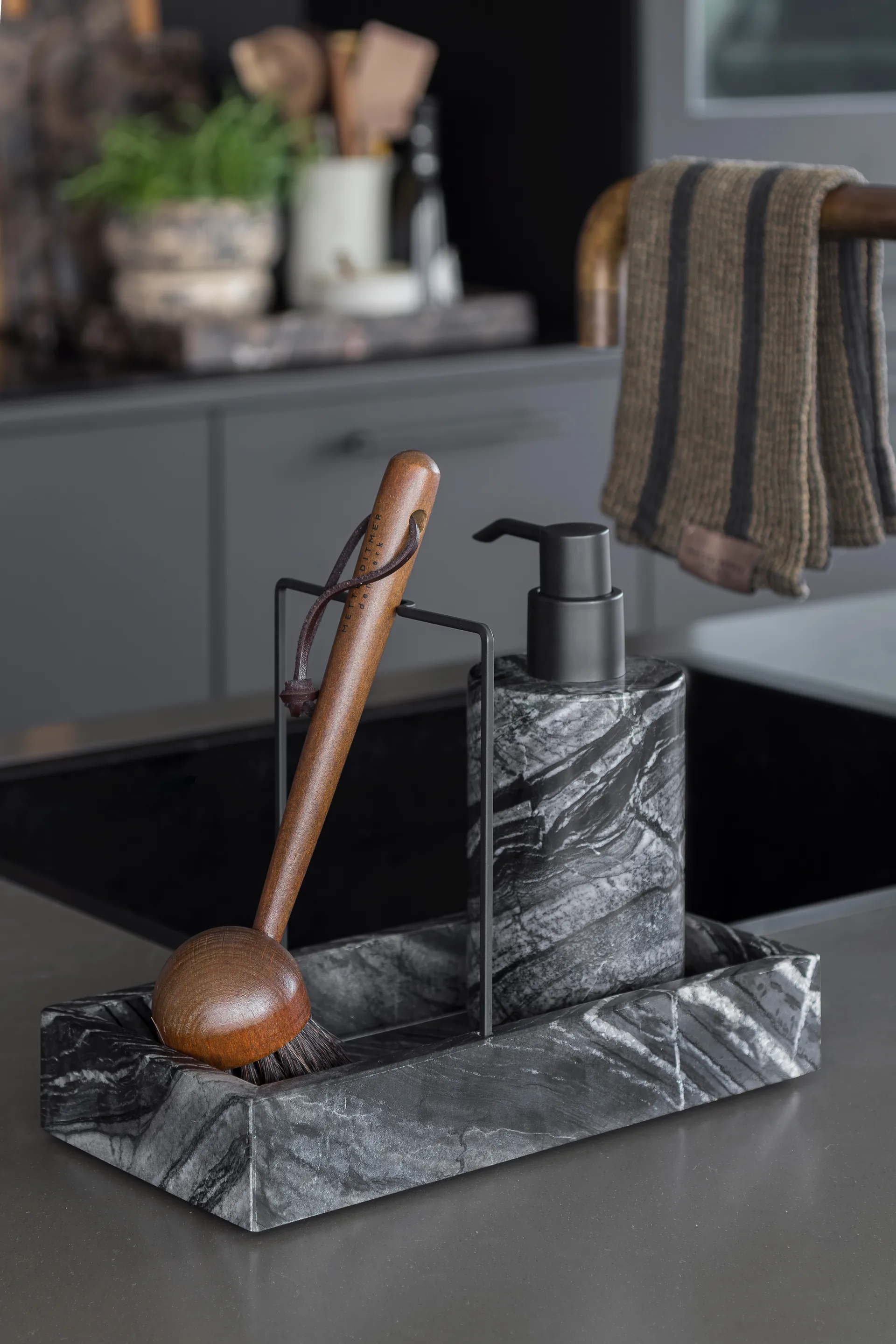 Marble spoelbakorganizer 12x23,5 cm, Black-grey Mette Ditmer