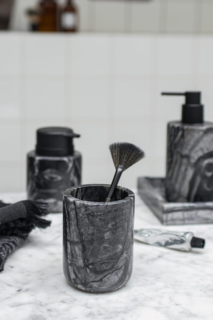 Marble tandeborstelbeker 10 cm, Zwart-grijs Mette Ditmer