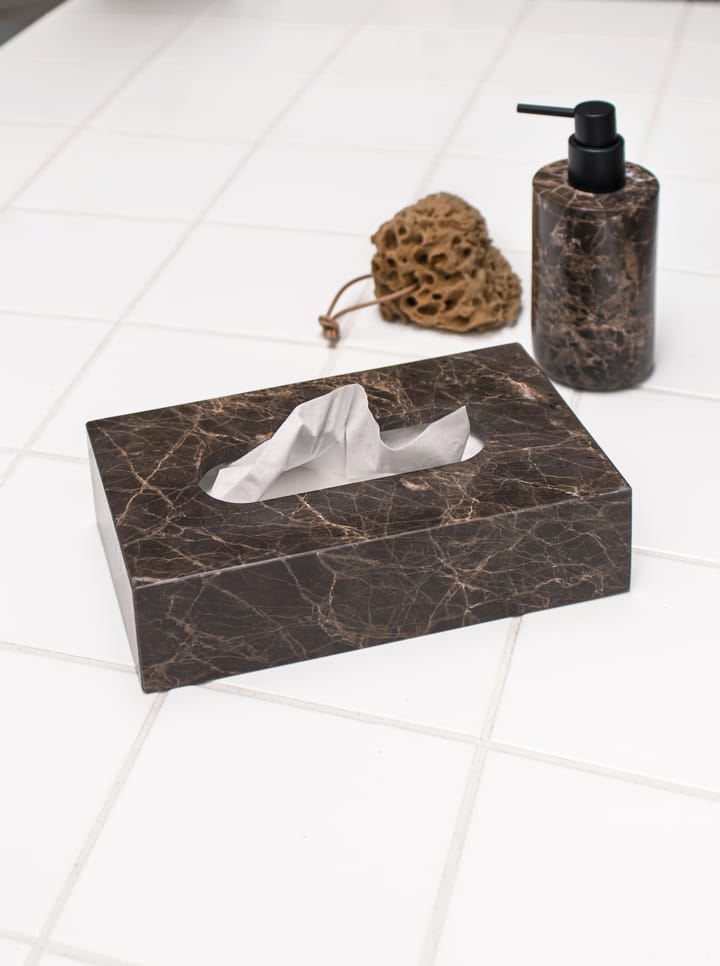 Marmeren zakdoekdoos 14x25,5 cm, Bruin Mette Ditmer
