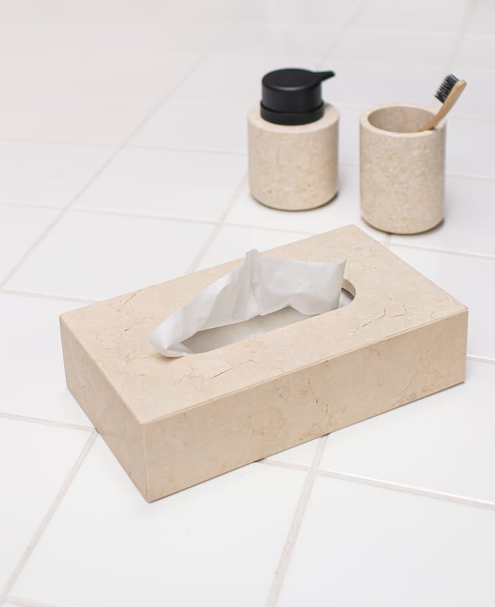 Marmeren zakdoekdoos 14x25,5 cm, Zand Mette Ditmer