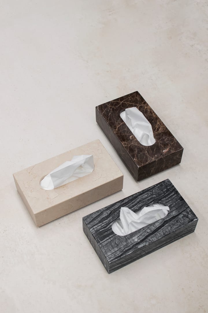 Marmeren zakdoekdoos 14x25,5 cm, Zwart-grijs Mette Ditmer