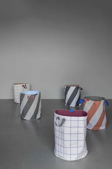 Mesh wasmand Ø40x50 cm - Brown-Off-white - Mette Ditmer