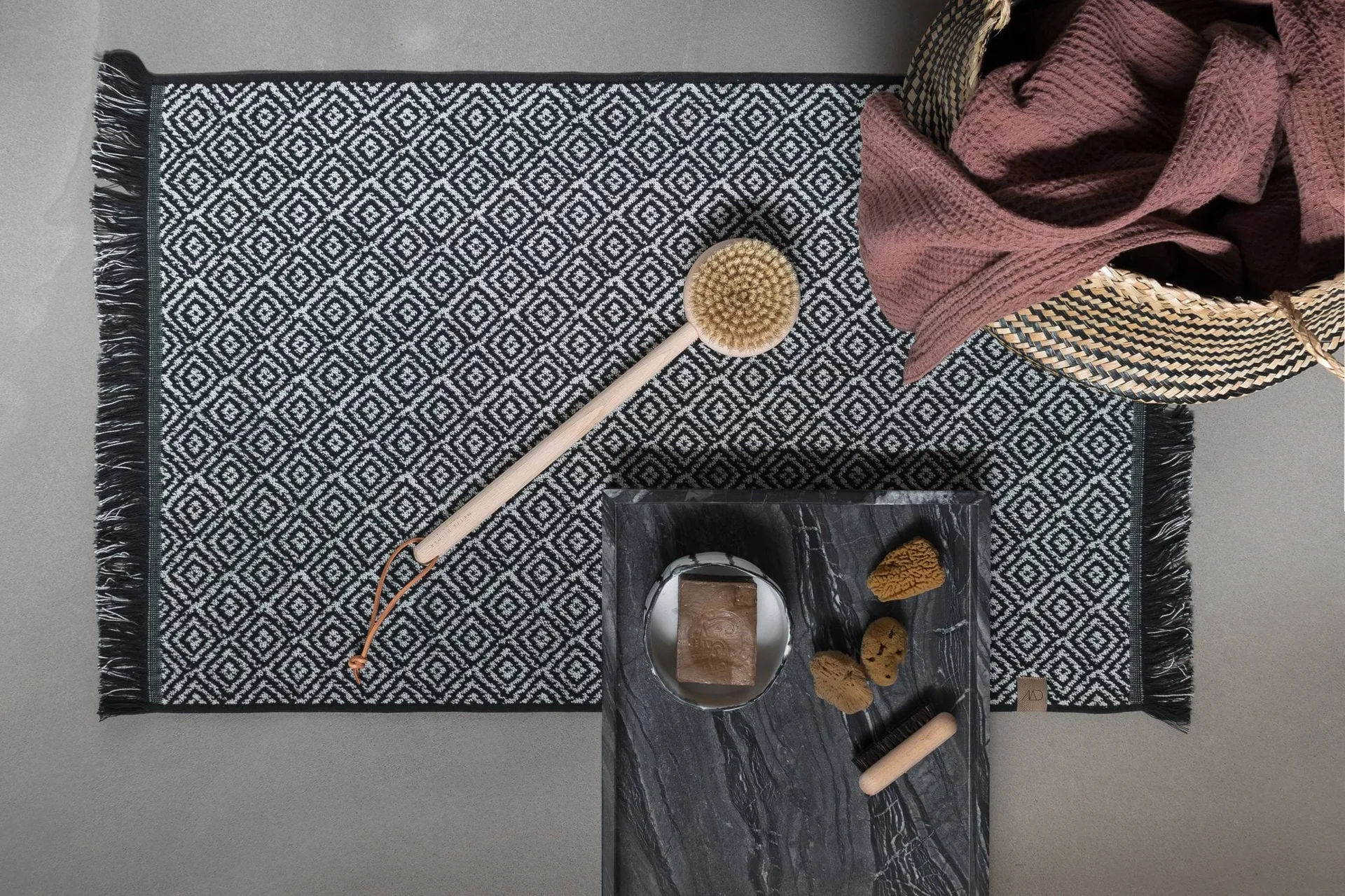 Morocco badmat 50x80 cm, Black-grey Mette Ditmer