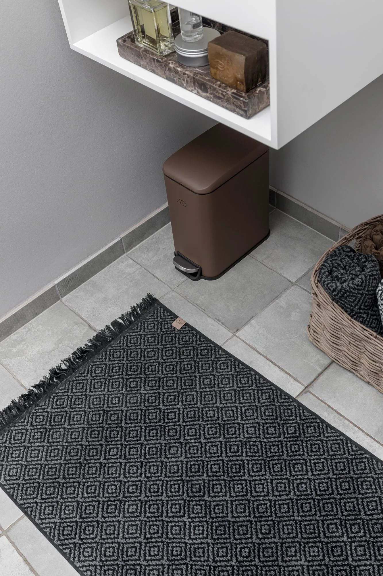 Morocco badmat 50x80 cm, Black-grey Mette Ditmer