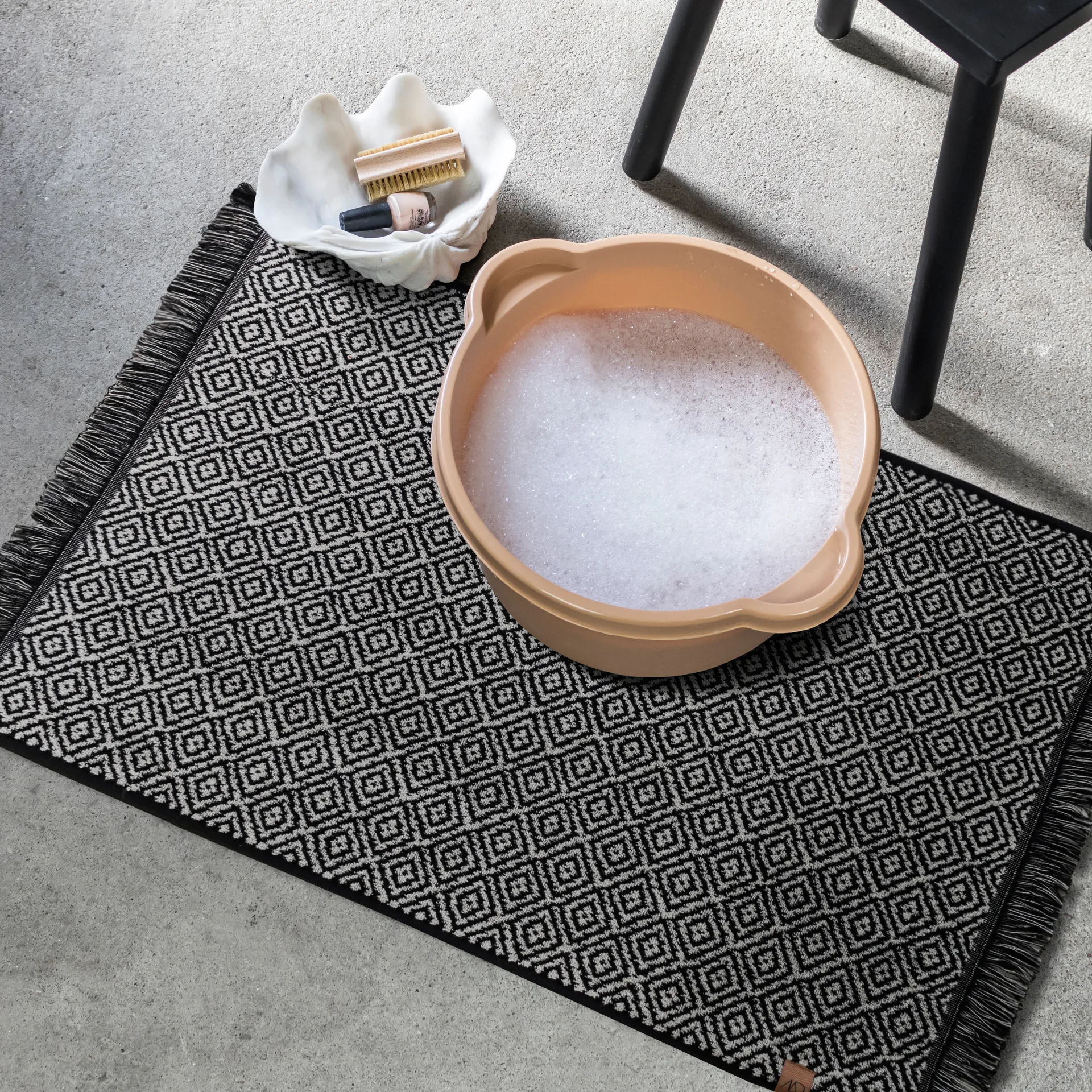 Morocco badmat 50x80 cm, Black-white Mette Ditmer